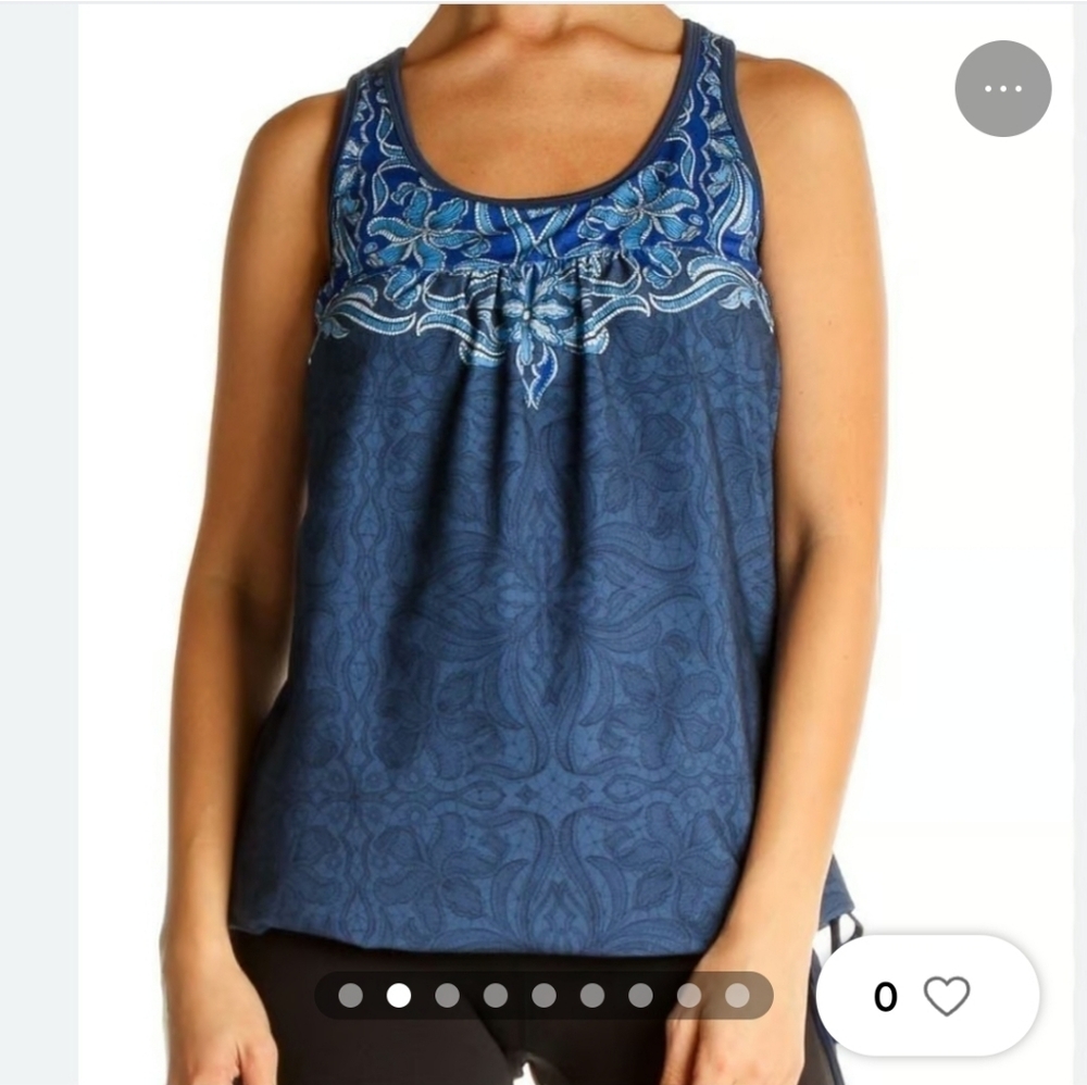 Athleta Paisley Floral Built in Bra Drawstring Athletic Racerback Tank Top XXS